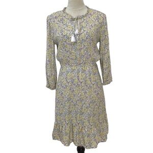 Loft Beach Peasant Boho Floral Tassel Tie Dress Cover Up Size Small